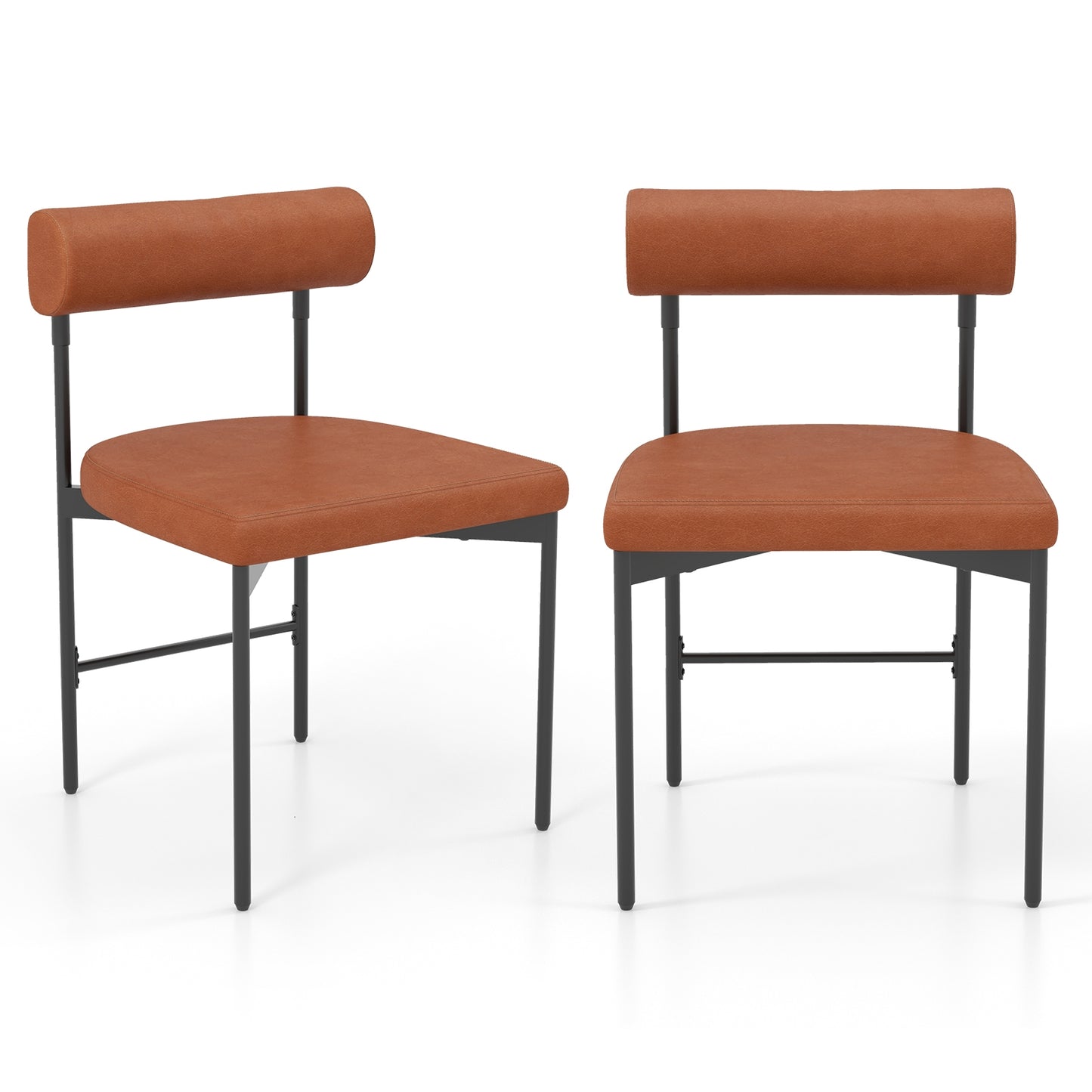 Faux Leather Kitchen Side Chair Set, 2, Brown Bar Stools at Gallery Canada