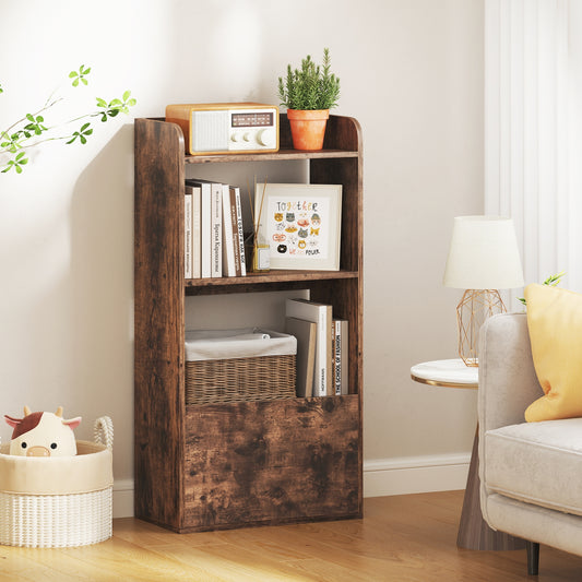 Freestanding Bookshelf with 3-Tier Open Shelf, Rustic Brown Bookcases Rustic Brown at Gallery Canada
