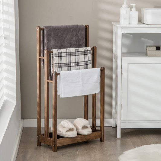 Freestanding Towel Rack, 3-Bar Drying Stand, Rustic Brown Towel Racks Rustic Brown at Gallery Canada