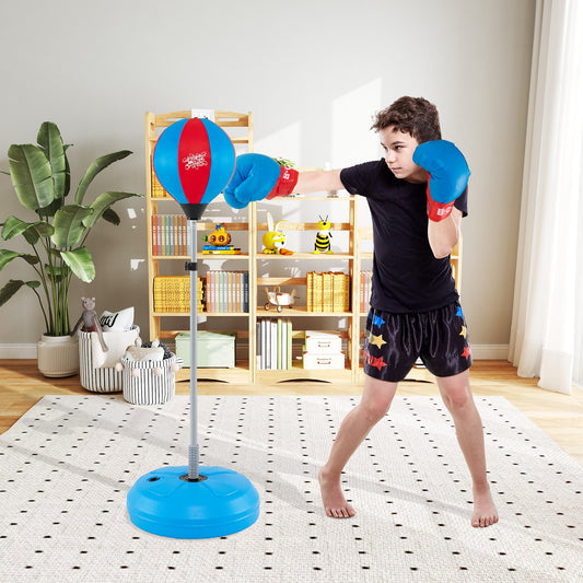 Adjustable Punching Bag With Stand, Boxing Gloves, Blue Boxing & Martial Arts Blue at Gallery Canada