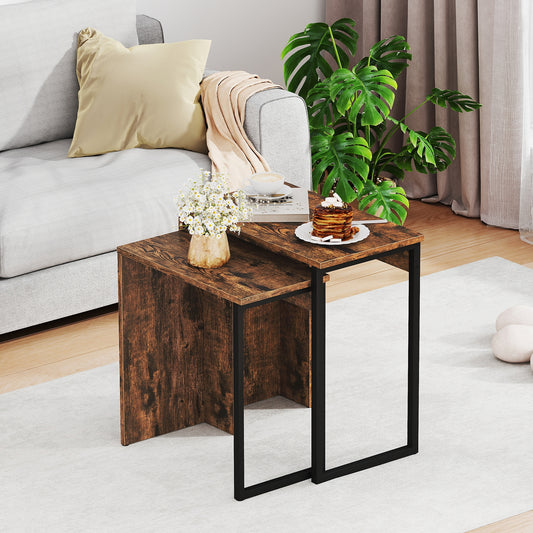 2-in-1 Nesting Coffee Table Set, Brown Coffee Tables Rustic Brown at Gallery Canada