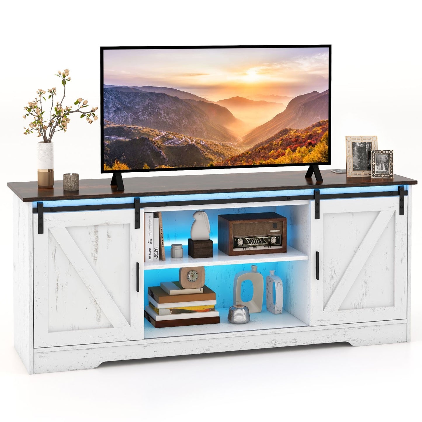 TV Stand for 65" TVs Media Console Table for Living Room, White