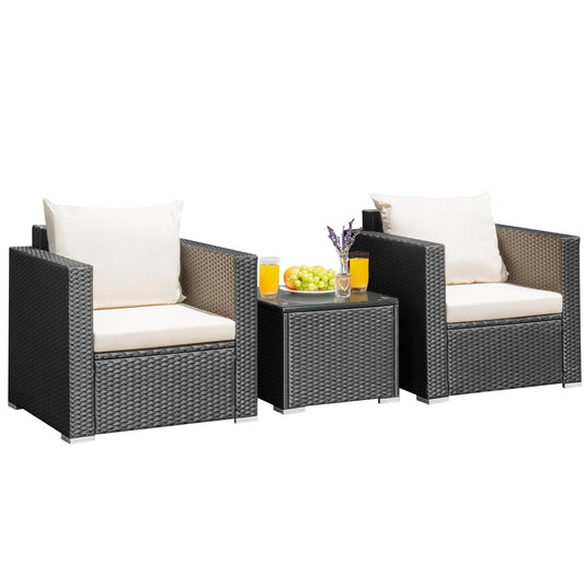 3 Pieces Patio wicker Furniture Set with Cushion, White at Gallery Canada