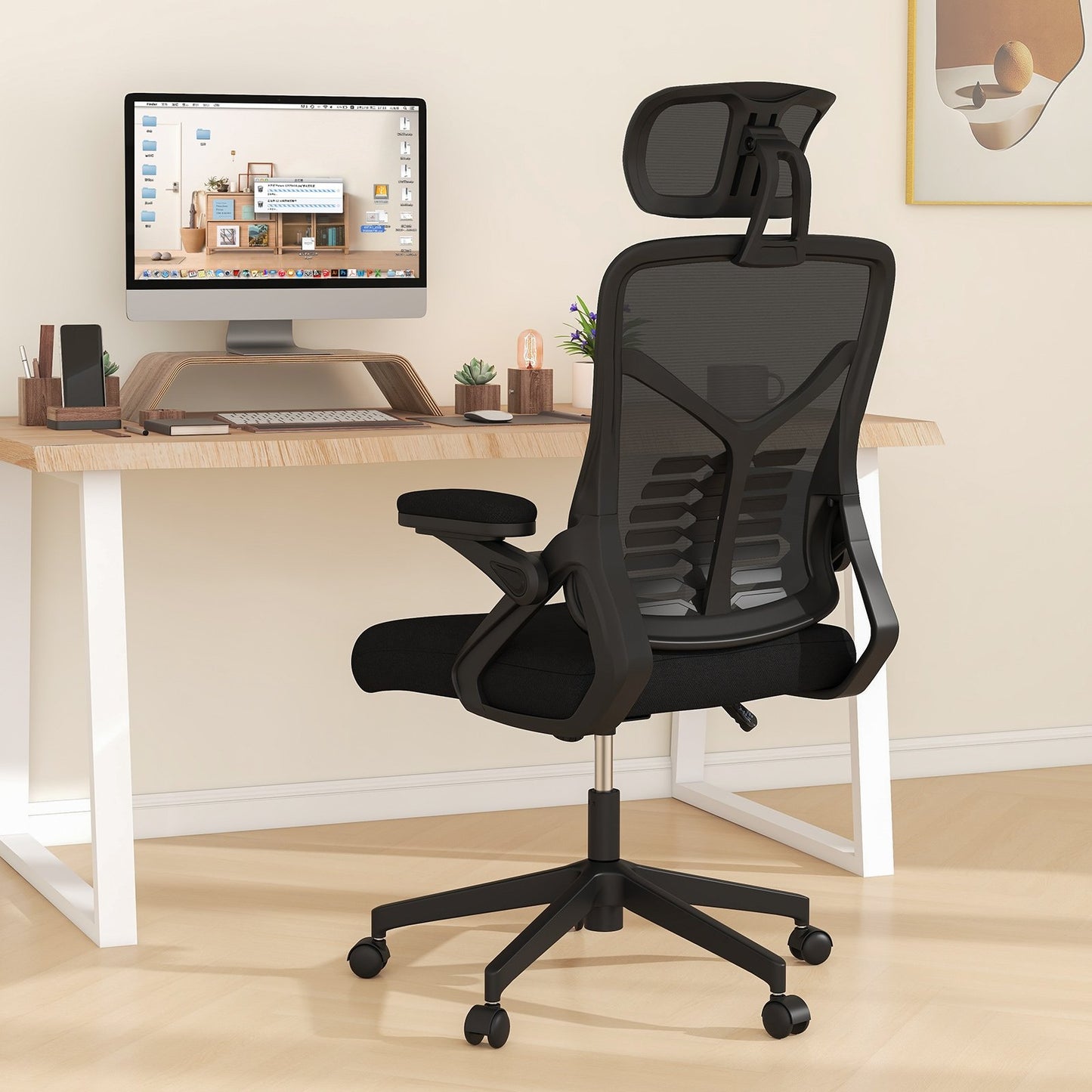 Ergonomic Mesh Office Chair with Lumbar Support and Rocking Function, Black
