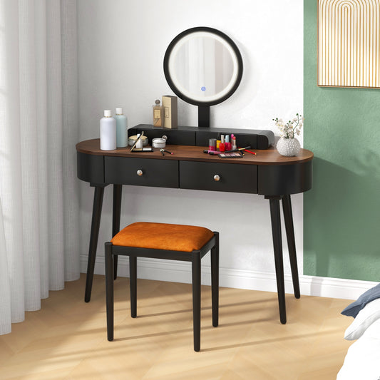 Makeup Vanity Table Set With LED Mirror, 3 Drawers, Black Makeup Vanities Black at Gallery Canada