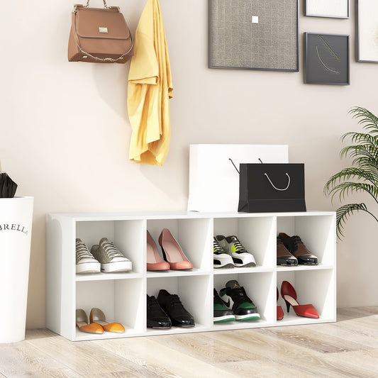 8 Cubbies Shoe Organizer with 500 LBS Weight Capacity, White Shoe Racks & Storage Benches White at Gallery Canada