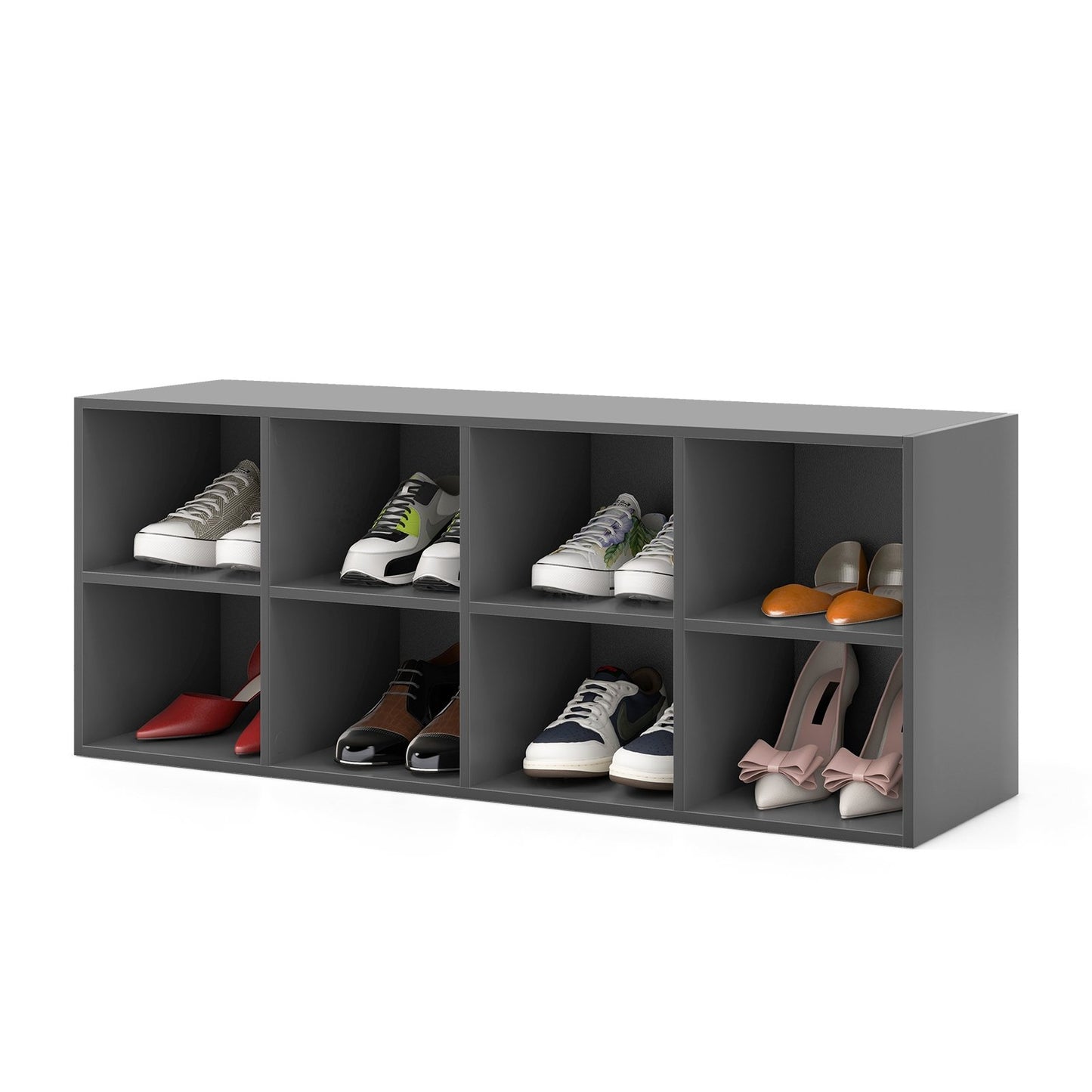8 Cubbies Shoe Organizer with 500 LBS Weight Capacity, Gray