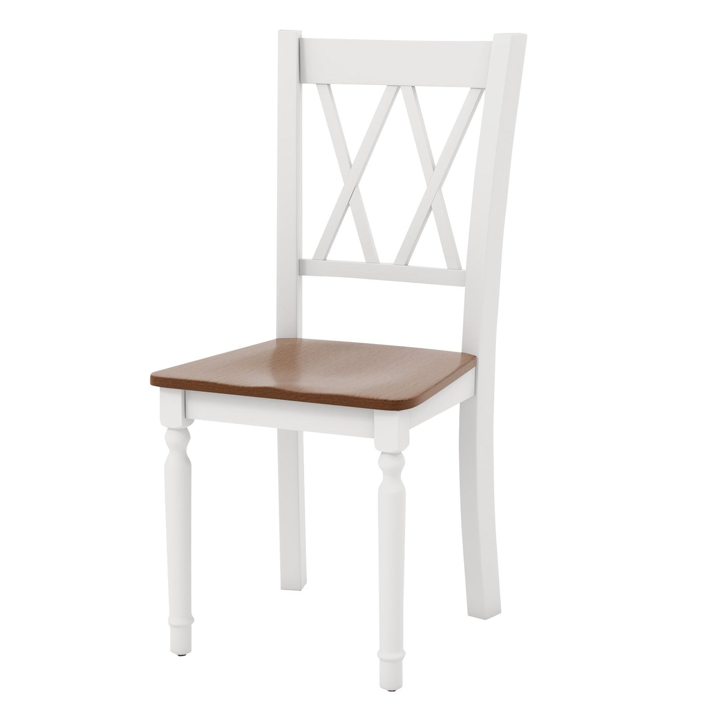 Set of 2 Wooden Farmhouse Kitchen Chairs with Rubber Wood Seat-2 Pieces