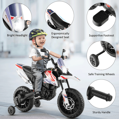 Aprilia Licensed Kids Ride On Motorcycle with 2 Training Wheels, White at Gallery Canada