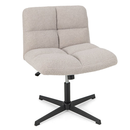 Office Armless Chair Cross Legged with Imitation Lamb Fleece and Adjustable Height, Gray at Gallery Canada