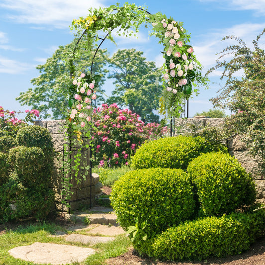 7.9 Feet Metal Garden Arch With Fence, Black Outdoor Decor Black at Gallery Canada