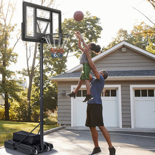 4.4-10 Feet Adjustable Basketball Hoop, Weight Bag, 2 Nets, Black