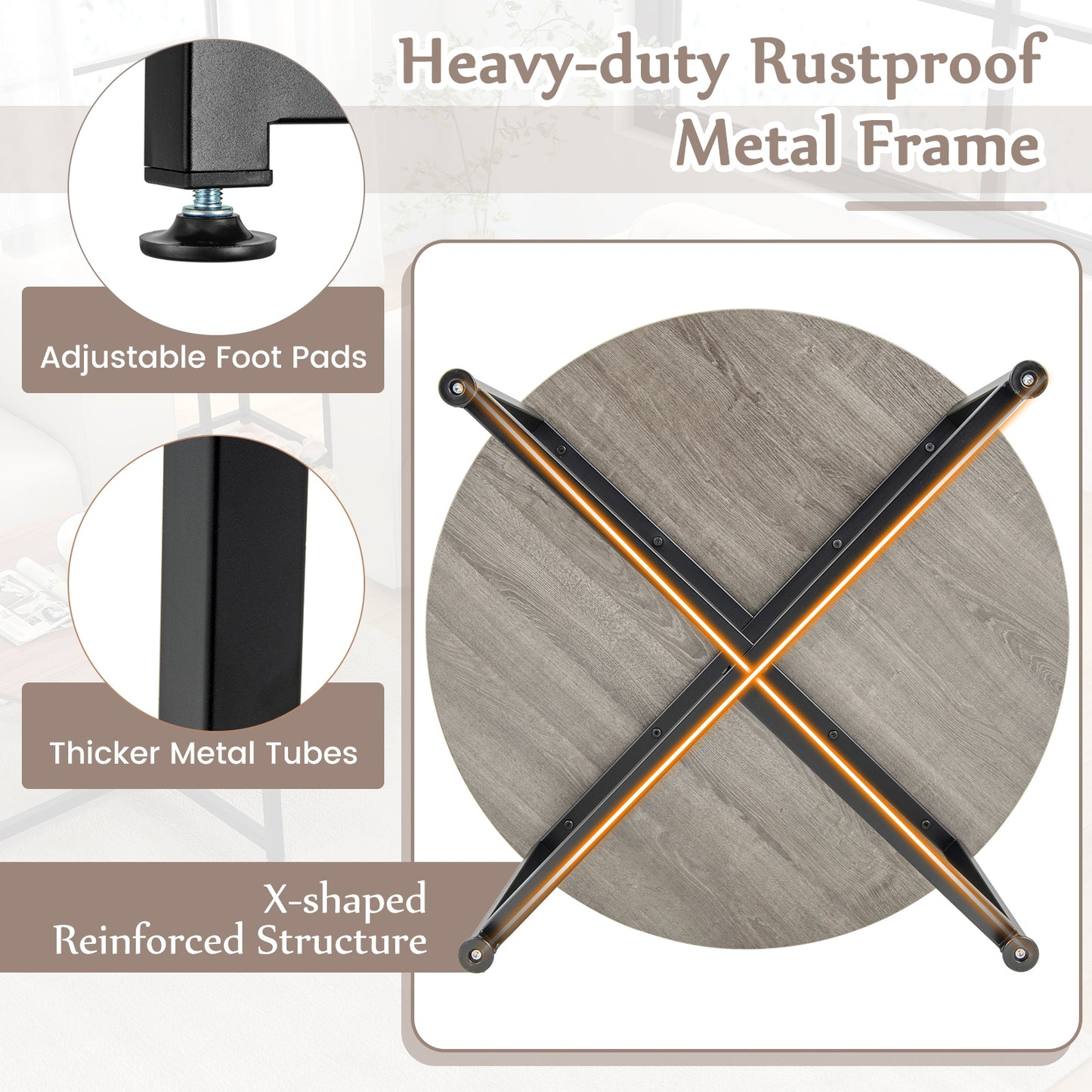 3-Piece Coffee Table Set, Round And 2 Square End Tables, Gray Coffee Tables at Gallery Canada