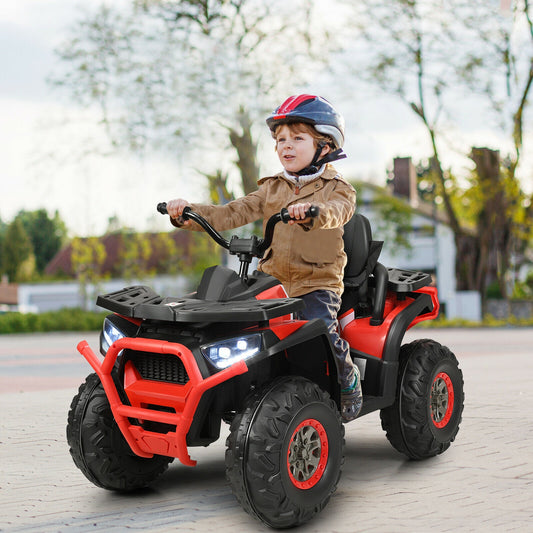 12V Kids Electric 4-Wheeler ATV Quad, MP3, LED Lights, Red Powered Ride On Toys Red at Gallery Canada