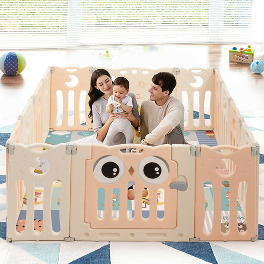 14-Panel Baby Playpen, Foldable Play Yard, Pink Baby Playpen & Playards Pink at Gallery Canada