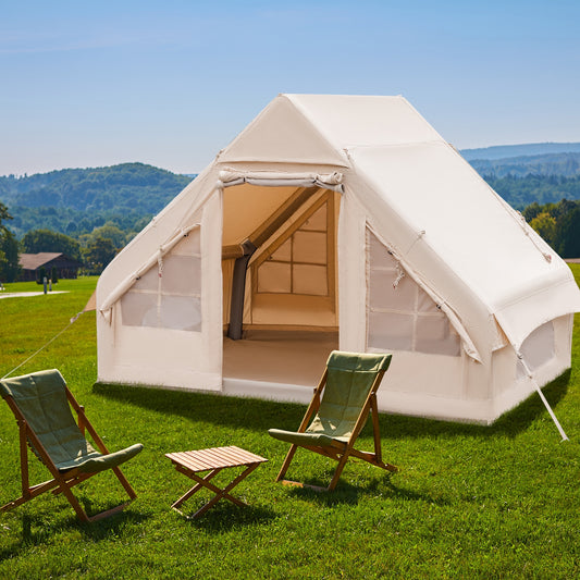 Inflatable Camping Tent, 2/4/6 People, Family Glamping Tent With Pump, Beige Canopies Beige at Gallery Canada