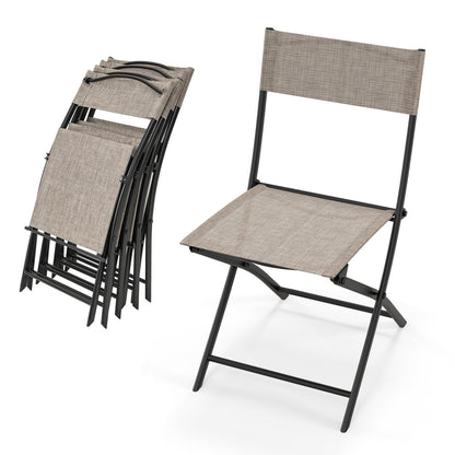 Patio Folding Chairs Set of 4 Lightweight Camping Chairs with Breathable Seat, Brown