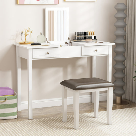 Faux Leather Vanity Stool Set, 2 and White Chairs, Gray Ottomans Gray & White at Gallery Canada