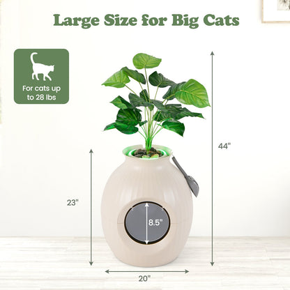 Smart Plant Cat Litter Box with Electronic Odor Removal & Sterilization, Beige