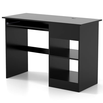 Wooden Computer Desk with CPU Stand, Black