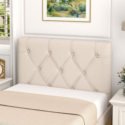 Upholstered Headboard for Twin Size Bed with Fabric Upholstery, Beige
