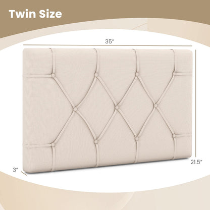 Upholstered Headboard for Twin Size Bed with Fabric Upholstery, Beige