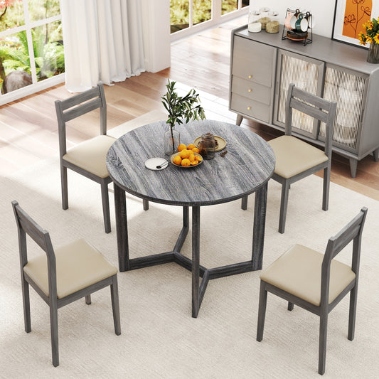 36 Inch Round Wood Dining Table, Wing-Shaped Pedestal Base, Black Dining Tables Black at Gallery Canada