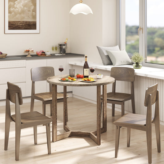 36 Inch Round Wood Dining Table, Wing-Shaped Pedestal Base, Gray Dining Tables Gray at Gallery Canada