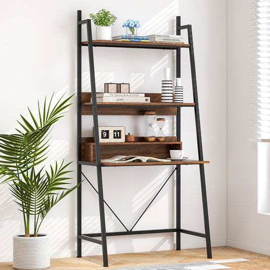 71” Freestanding Laptop Desk With Shelves, For Living Room Bedroom Study, Brown Laptop Tables & Printer Stands Brown at Gallery Canada