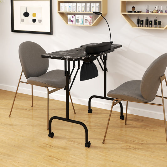 Folding Manicure Nail Table with Electric Dust Collector, Black Spa & Salon Black at Gallery Canada