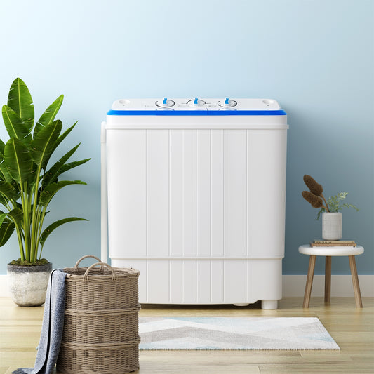 17.6 lbs Portable Washing Machine with Drain Pump, Blue Washing Machines Blue at Gallery Canada