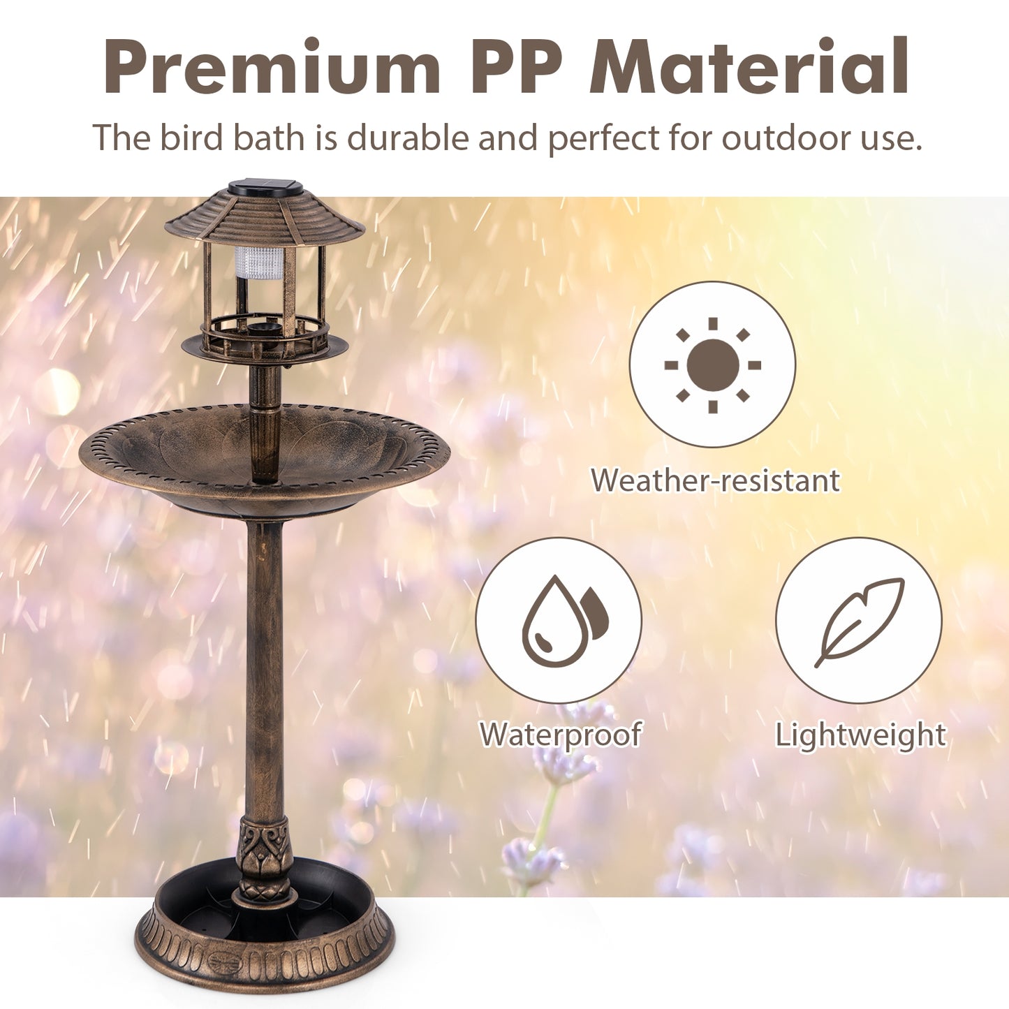 Pedestal Bird Bath With Solar Light, Feeder, Planter, Bronze Chicken Coops at Gallery Canada