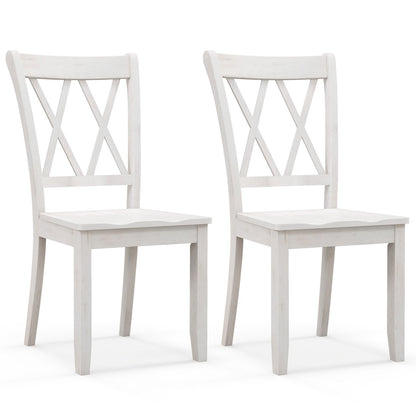 Set of 2 Wooden Dining Chairs Mid Century Farmhouse Retro Kitchen Chairs, White