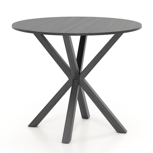 36 Inch Wood Dining Table, Intersecting Pedestal Base, Black Patio Dining Tables Black at Gallery Canada