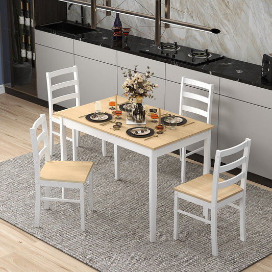 5-Piece Wooden Dining Set, Rectangular Table, 4 Chairs, Natural Dining Room Sets Natural at Gallery Canada