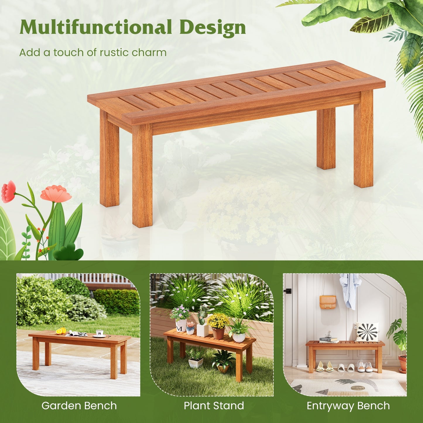 Solid Wood Plant Stand, S, Indoor Outdoor Flower Pot Holder, Brown