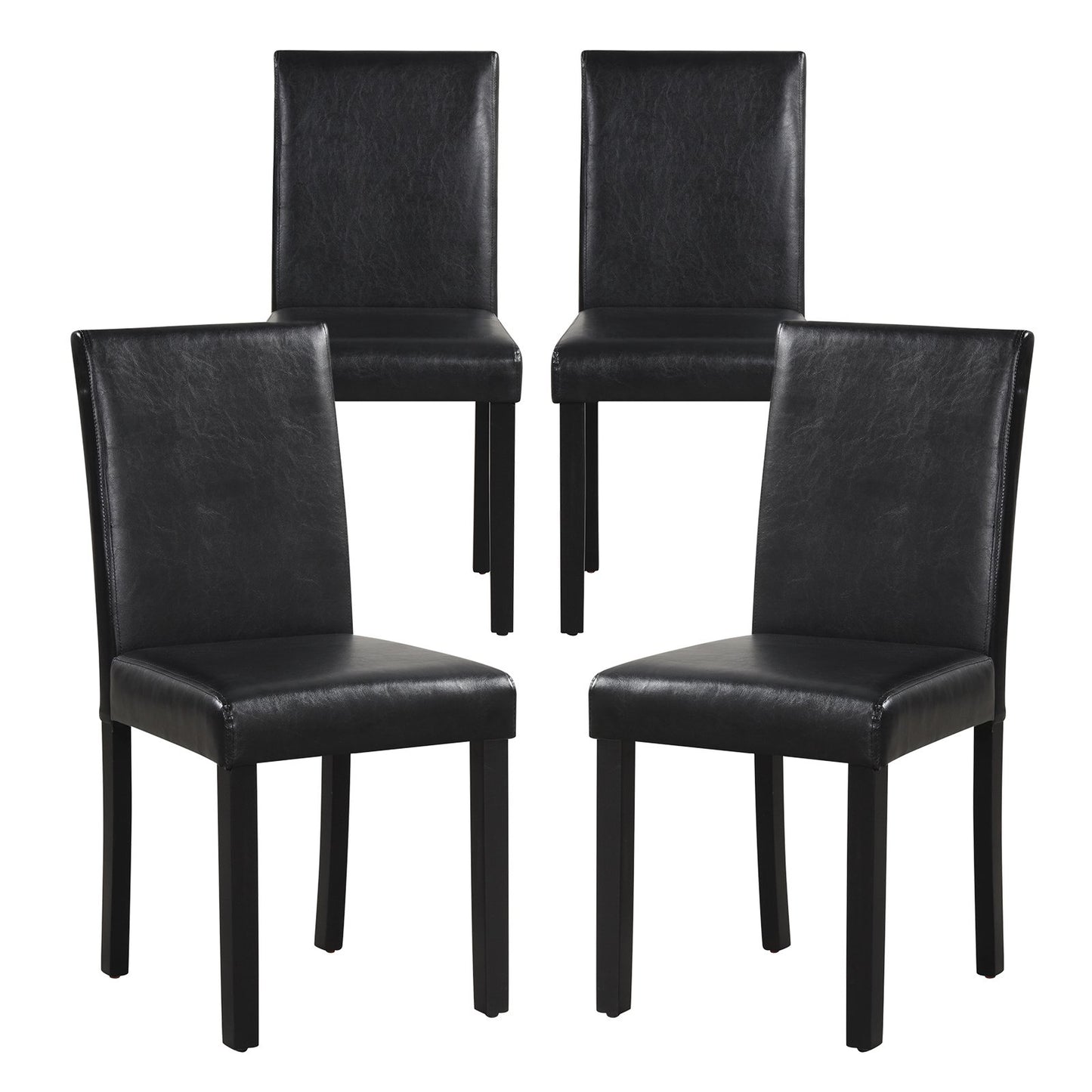 Dining Chair Set of 4 Upholstered Kitchen Dinette Chairs with Wood Frame, Black