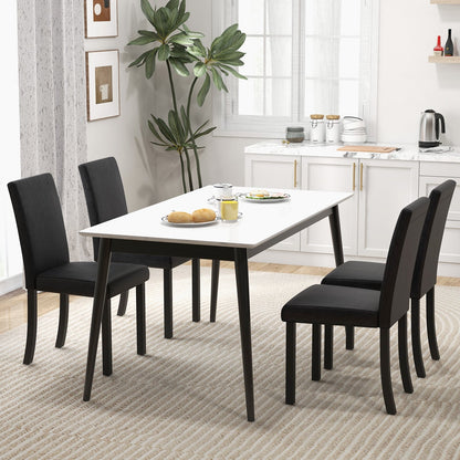 Dining Chair Set of 4 Upholstered Kitchen Dinette Chairs with Wood Frame, Black