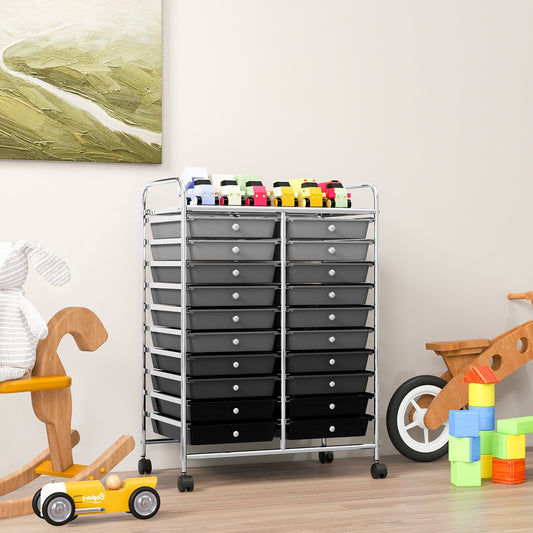 20 Drawers Rolling Storage Cart, Gray, Black File Cabinets Black & Gray at Gallery Canada
