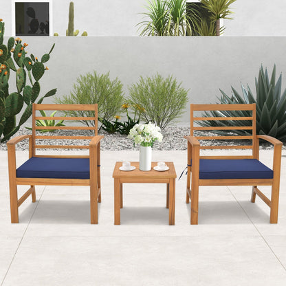 3 Pieces Outdoor Furniture Set with Soft Seat Cushions, Navy
