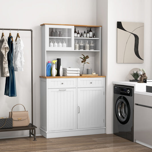 Double Tilt Out Trash Cabinet With Hutch, Rubber Wood Countertop, White Sideboards Cabinets & Buffets White at Gallery Canada