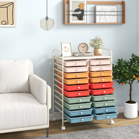 20 Drawers Rolling Storage Cart, Deep, Multicolor File Cabinets Deep Multicolor at Gallery Canada