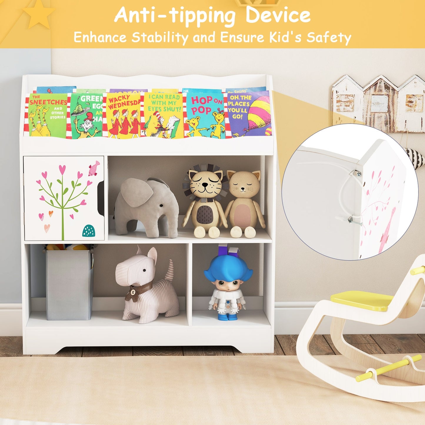 Kids Toy Storage Organizer With Book Shelf, White Kids Storage at Gallery Canada