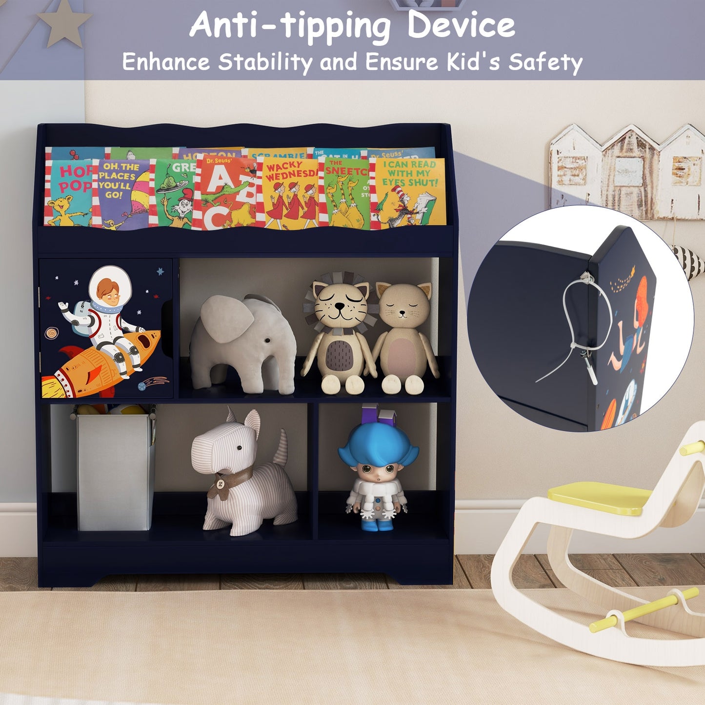 Kids Toy Storage Organizer, Book Shelf, Storage Cabinet, Navy Kids Storage at Gallery Canada