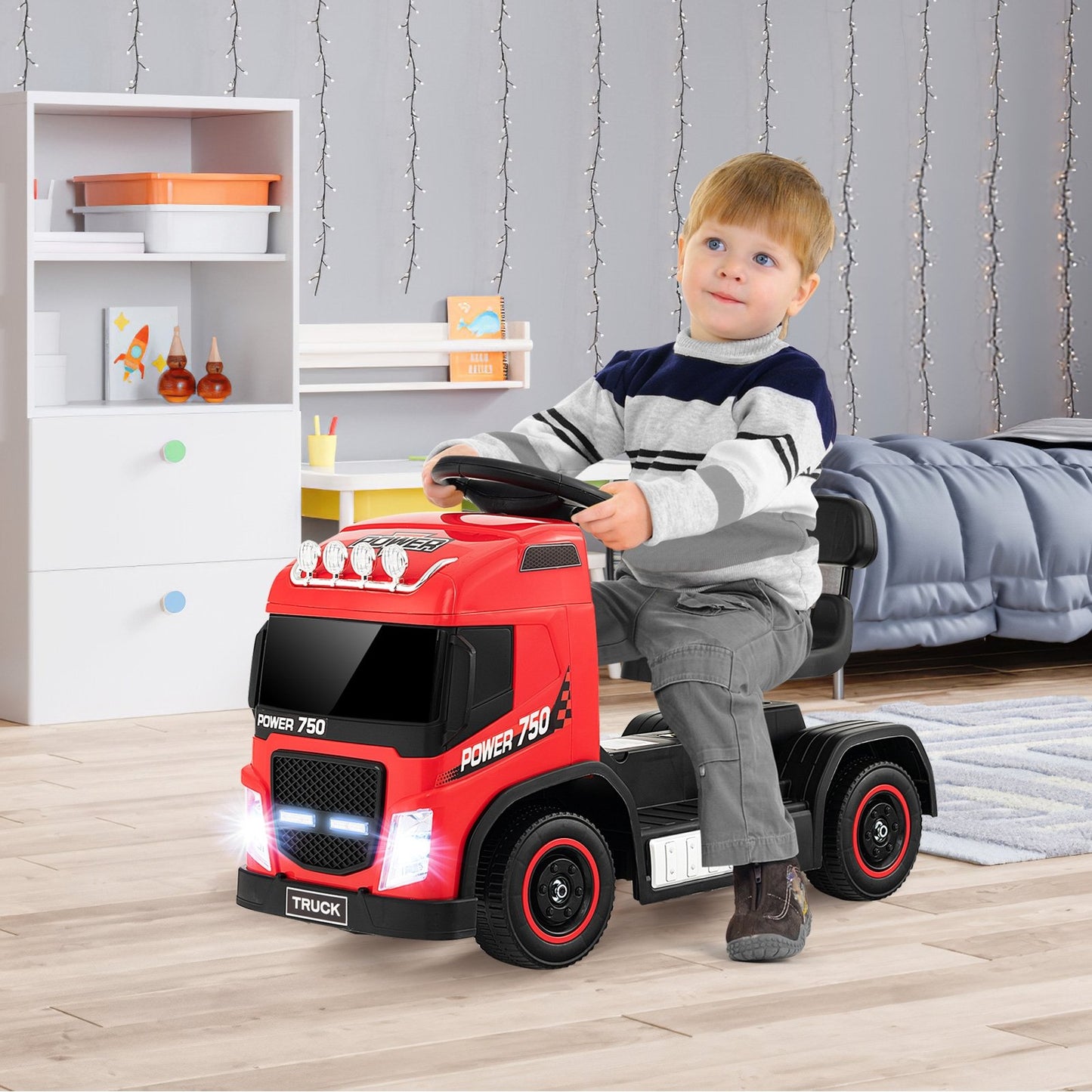 6V Kids Electric Ride-on Truck with Height Adjustable Seat, Red