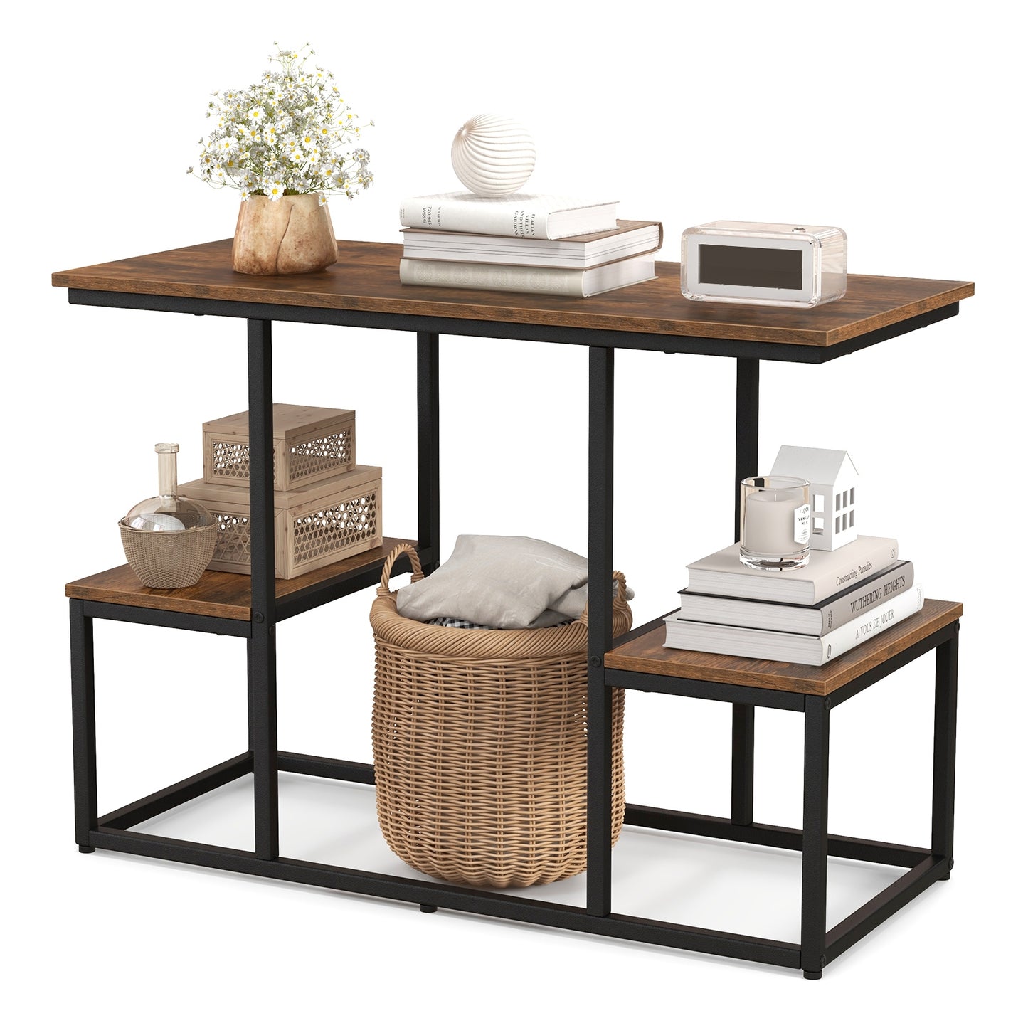 Rustic TV Console Table for 50 Inches TVs, Rustic Brown Entertainment Centers & TV Stands at Gallery Canada