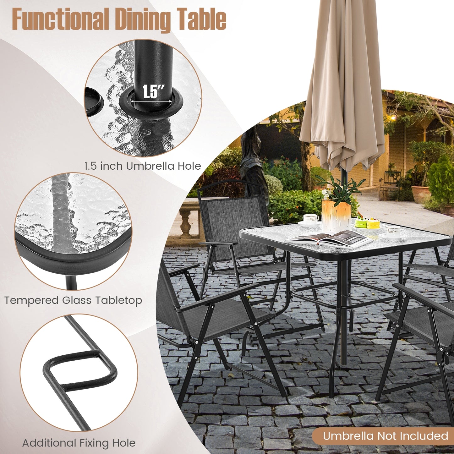 34 Inch Square Outdoor Dining Table, Tempered Glass, Black Patio Dining Tables at Gallery Canada
