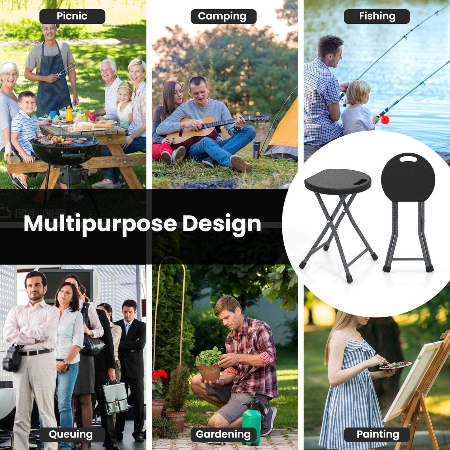 Folding Stool With Built-In Handle, 1 Piece Camping Furniture at Gallery Canada