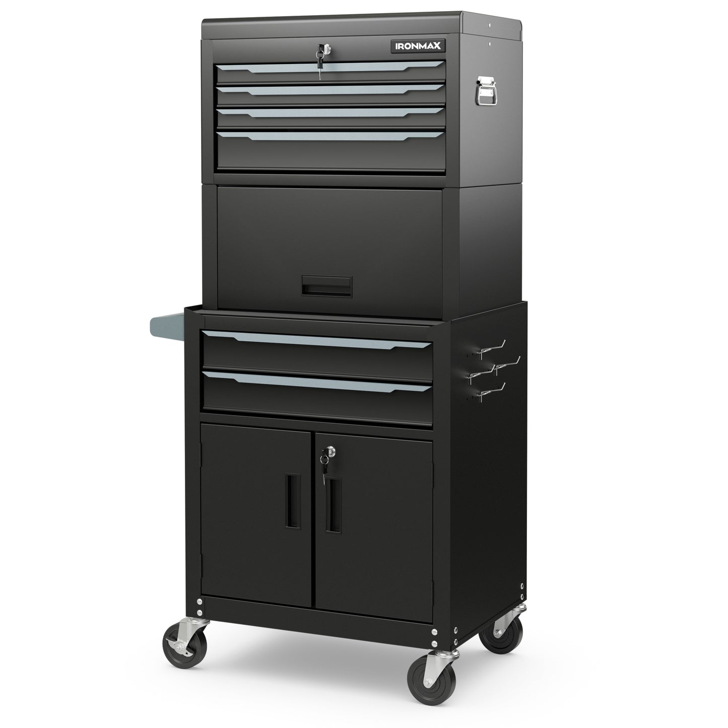 3-in-1 6-Drawer Rolling Tool Chest Storage Cabinet with Universal Wheels and Hooks, Black Garages at Gallery Canada