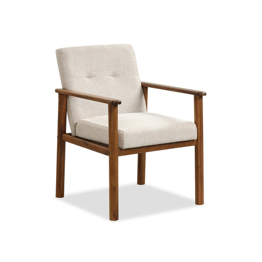 Modern Accent Linen Fabric Armchair with Solid Wood Legs and Soft Cushioned Seat, Natural